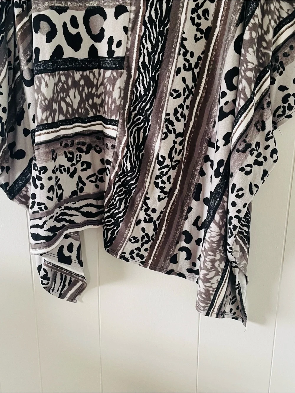 Flowy Animal Print Dolman Top in Taupe, Black & White
